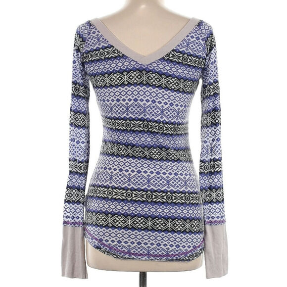 Free People Blue and Black Patterned Blouse - Picture 2 of 4